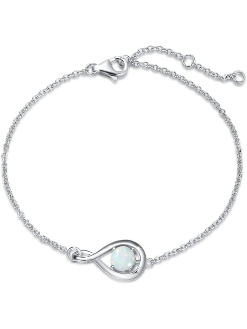 Sterling Silver Infinity Birthstone Bracelet for Women - Elegant Gift Idea